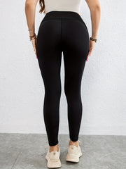 Sports Leggings Solid Mesh High Rise Stretch Fitness Leggings