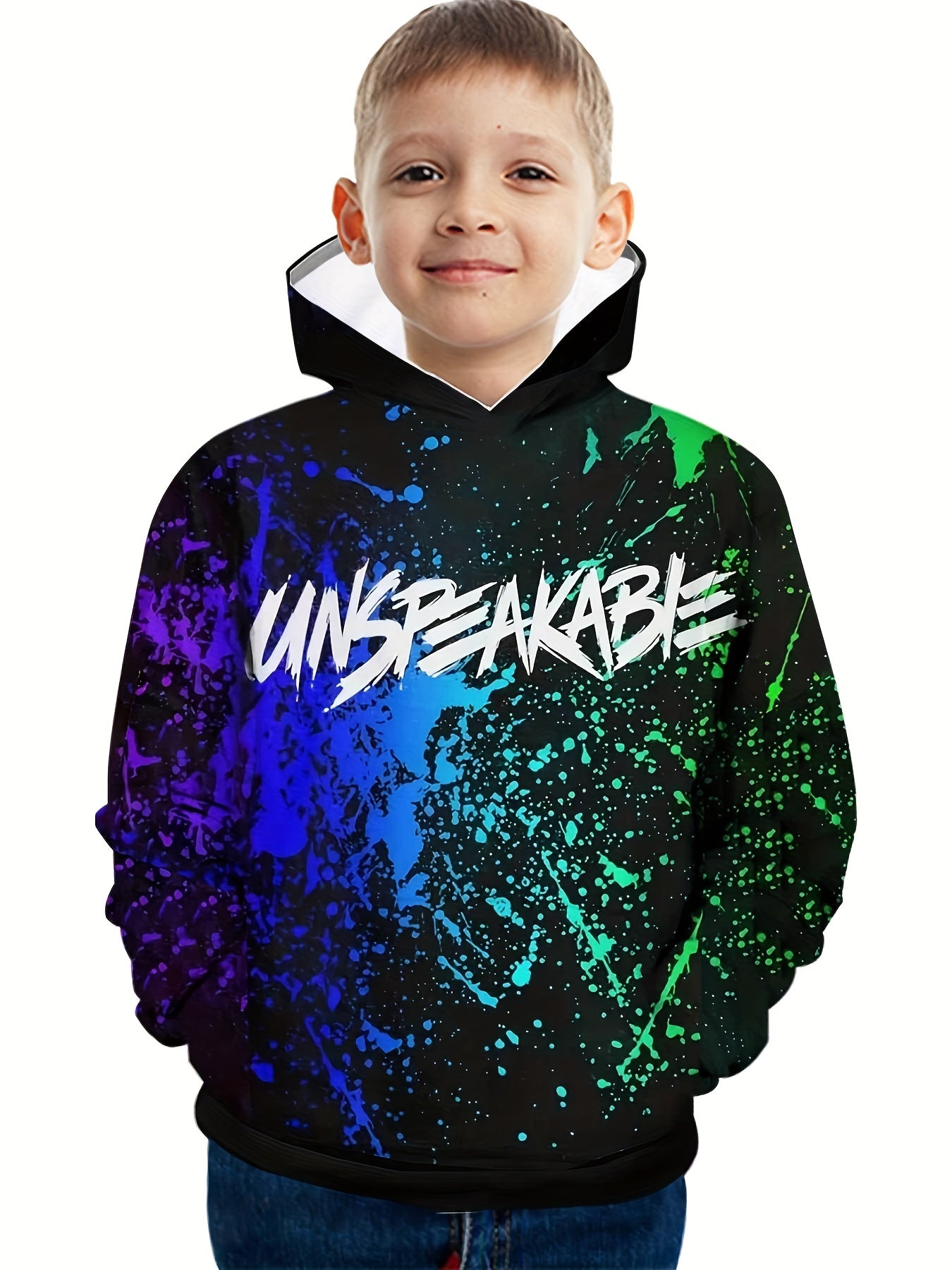 UNSPEAKABLE Kid's Hoodie Paint Splash Pattern Long Sleeve Top