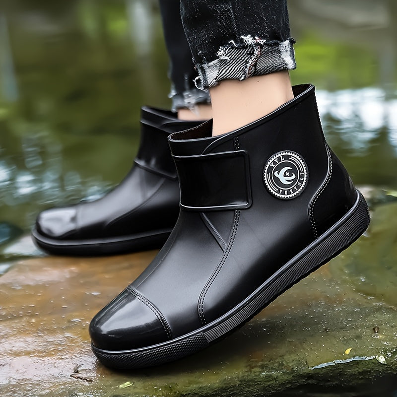 Men's Waterproof Rubber Sole Slip On Rain Boots