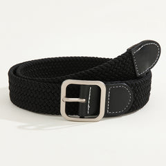 Geometric Buckle Belt Braided Stretch Boho Belt