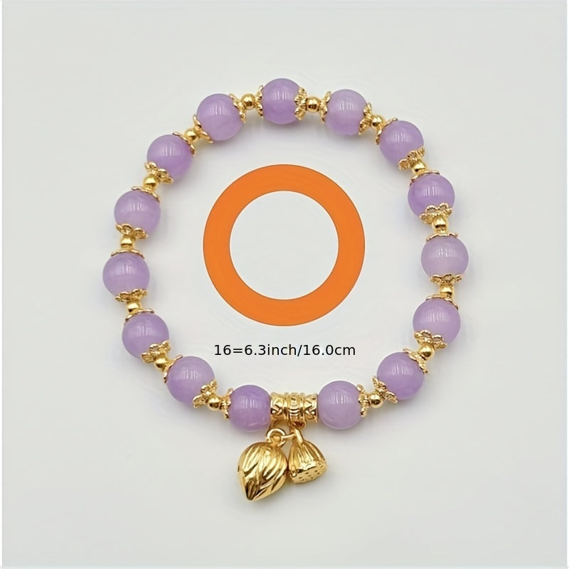 Purple Lotus Bead Bracelet - Ideal Gift for Her