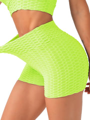 Honeycomb High Waist Ruched Butt Biker Shorts Women's Activewear