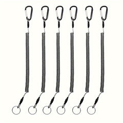 6pcs Fishing Tools Lanyard Retractable Safety Ropes Wire Coiled Lanyard