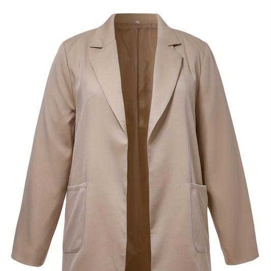 Casual Blazer Women's Plus Solid Long Sleeve Lapel Collar Workwear Bla