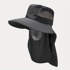 Mesh Bucket Hat with Neck Flap UV Protection