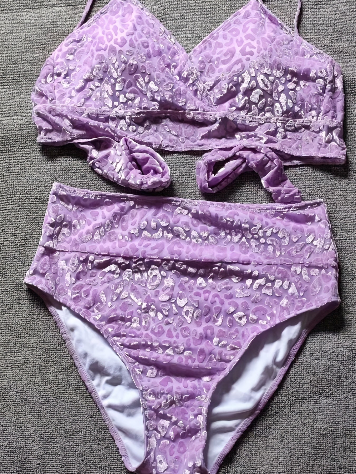 Leopard Longline Bra & Underwear Swimsuit Set