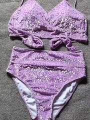 Leopard Longline Bra & Underwear Swimsuit Set