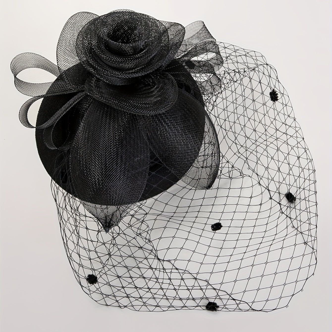 Mesh Flower Veil Handwork Fascinator for Tea Party Birthday Horce Racing Bridal