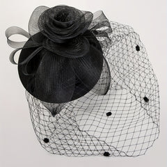 Mesh Flower Veil Handwork Fascinator for Tea Party Birthday Horce Racing Bridal