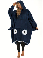 Shark Pattern Cozy Robe Wearable Blanket