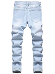 Men s Floral Embroidery Slim Fit Stretch Denim Jeans