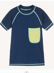 Boy's T shirt Swimsuit Clash Pocket Front Stretchy Bathing Suit