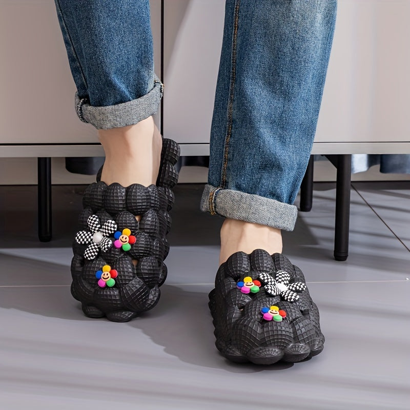 Women's Floral Slides Slippers Cartoon Bubble Slip On Shoes