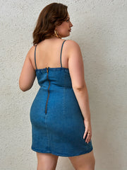 Tube Denim Cami Dress Zip Up Back
