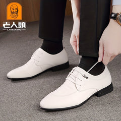 LAORENTOU Men's Leather Lace Up Shoes Lightweight Formal Shoes