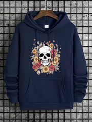 Skull Print Hooded Sweatshirt for Men