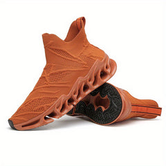Men's Flame Pattern High Top Lace Up Knitted Sneakers