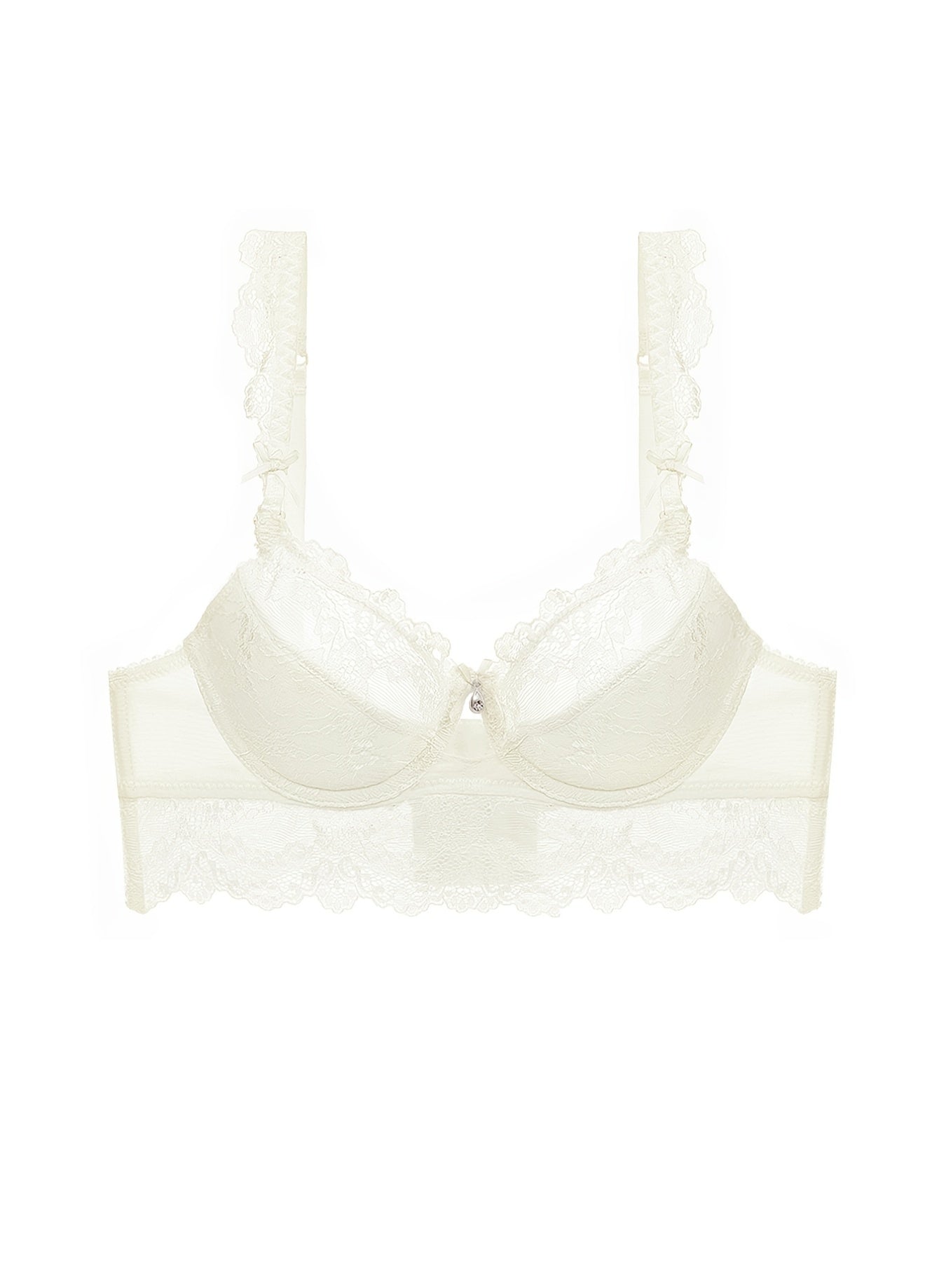 Lace Thin Cup Lingerie Set Breathable Semi Sheer Knitted Fabric Intimates