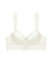 Lace Thin Cup Lingerie Set Breathable Semi Sheer Knitted Fabric Intimates