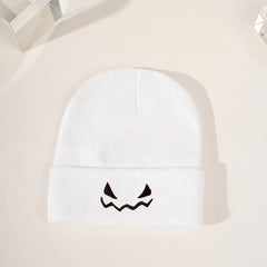 Fashionable Ear Protection Windproof Knit Beanie Hat With Pumpkin Embroidery