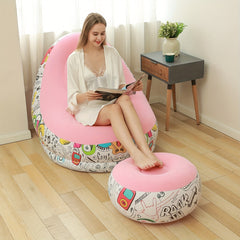 Inflatable Flocking Sofa Graffiti Design Lazy Lounge Chair