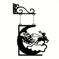 Christmas Metal Decorative Craft Santa Elk Wall Pendant Indoor Outdoor Hanging