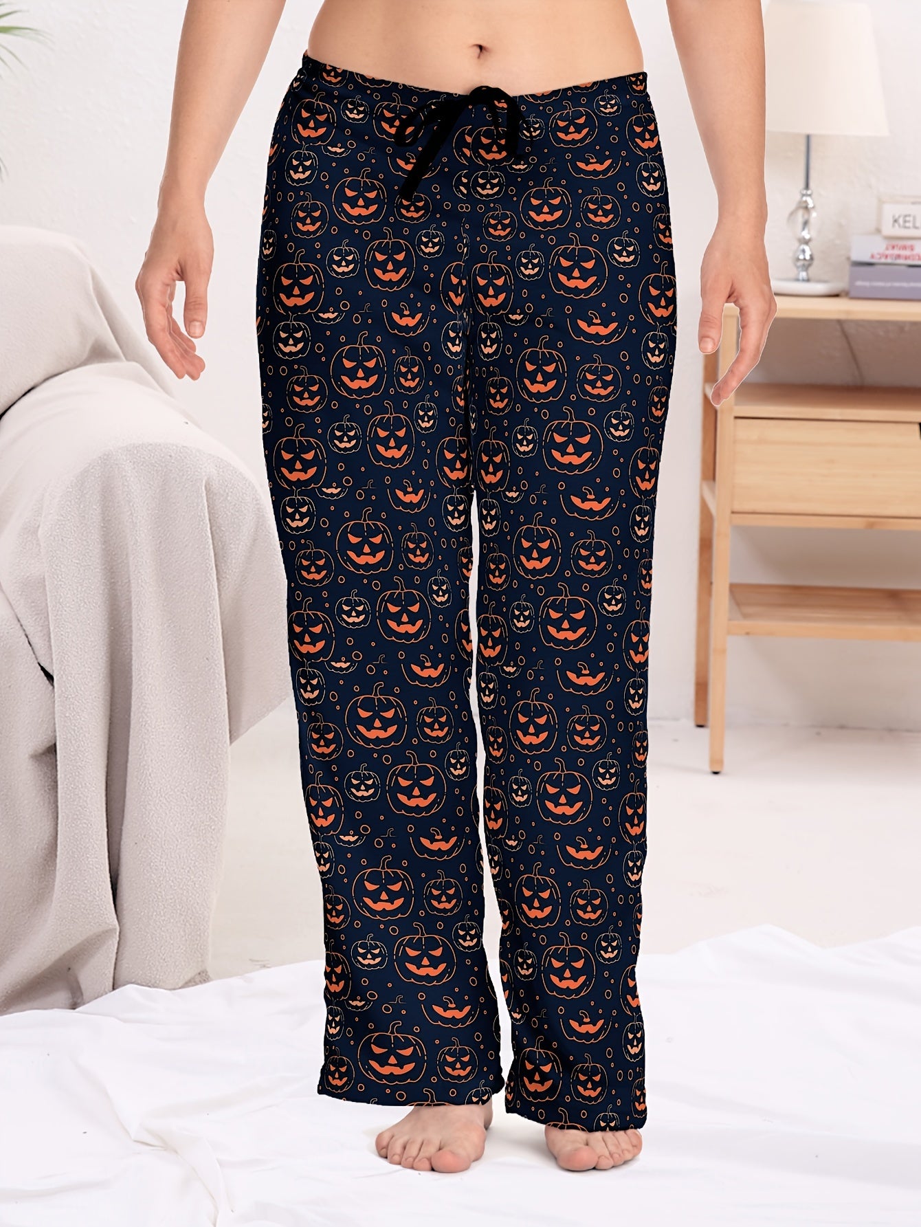 Pumpkin Print Sleep Bottoms Women's Pants