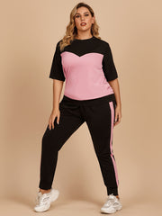 Colorblock Tee & Pants Set Women's Medium Stretch