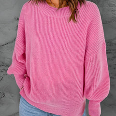 Ribbed Lantern Sleeve Knit Top