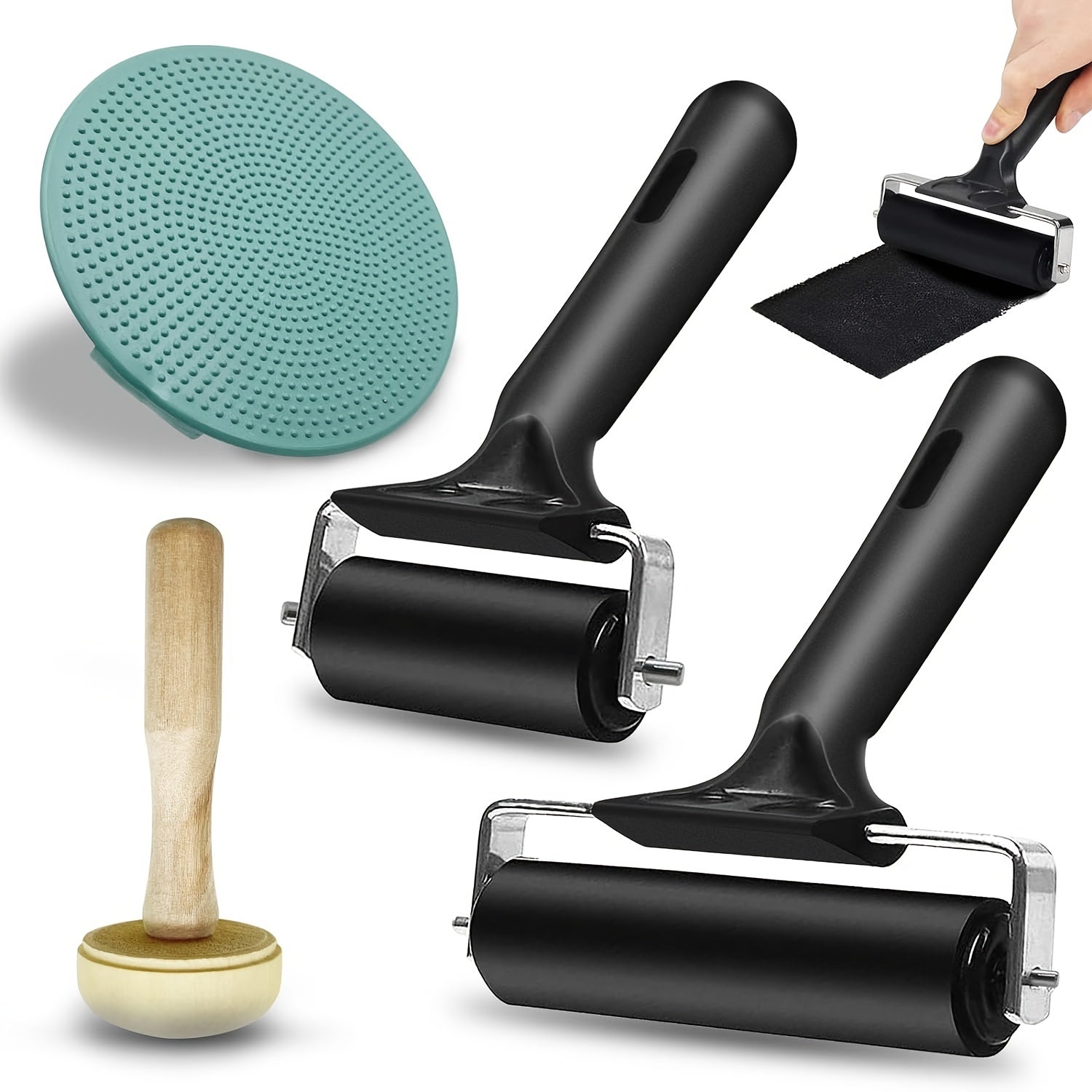 2pcs Lino Print Roller Set with Mushroom Roller & Engraving