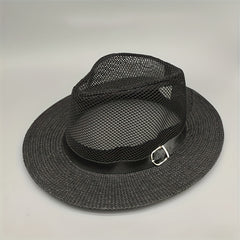 Mesh Hollow Fedora Belt Sun Hat Unisex Outdoor Beach Hats