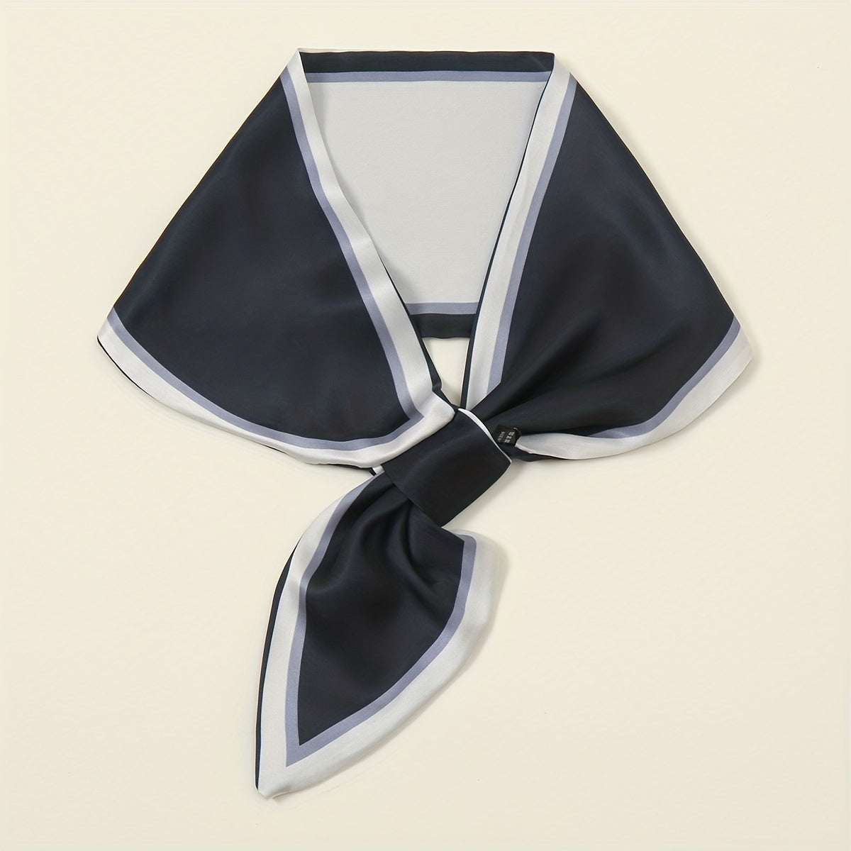 Monochrome Satin Neck Scarf Silk Feeling Ribbon Scarf for Women
