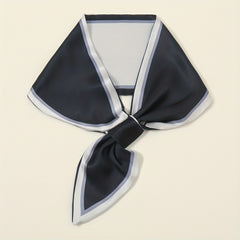 Monochrome Satin Neck Scarf Silk Feeling Ribbon Scarf for Women