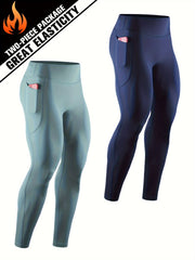 Men's Solid Pocket Leggings Active Quick Drying Sports Compression Pants