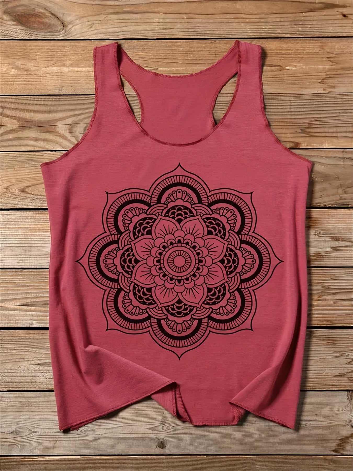 Floral Print Crew Neck Tank Top Women's Sleeveless Casual Summer Shirt