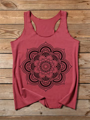 Floral Print Crew Neck Tank Top Women's Sleeveless Casual Summer Shirt