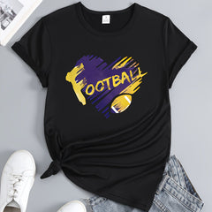Women's Football Graphic Short Sleeve Sports T-shirt