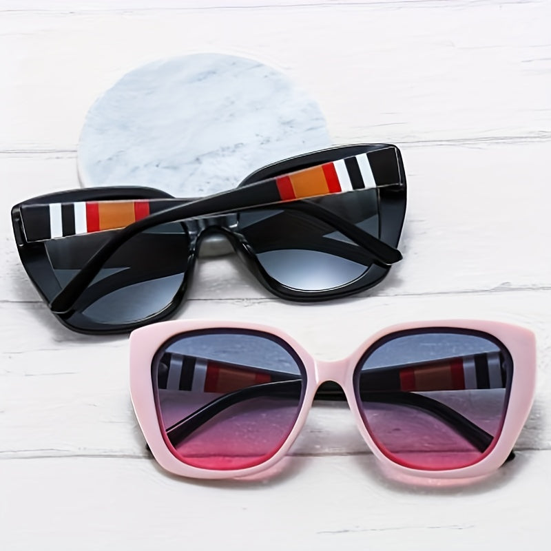 Men's Polarized Stripe PC Sunglasses Retro Cat Eye Shape