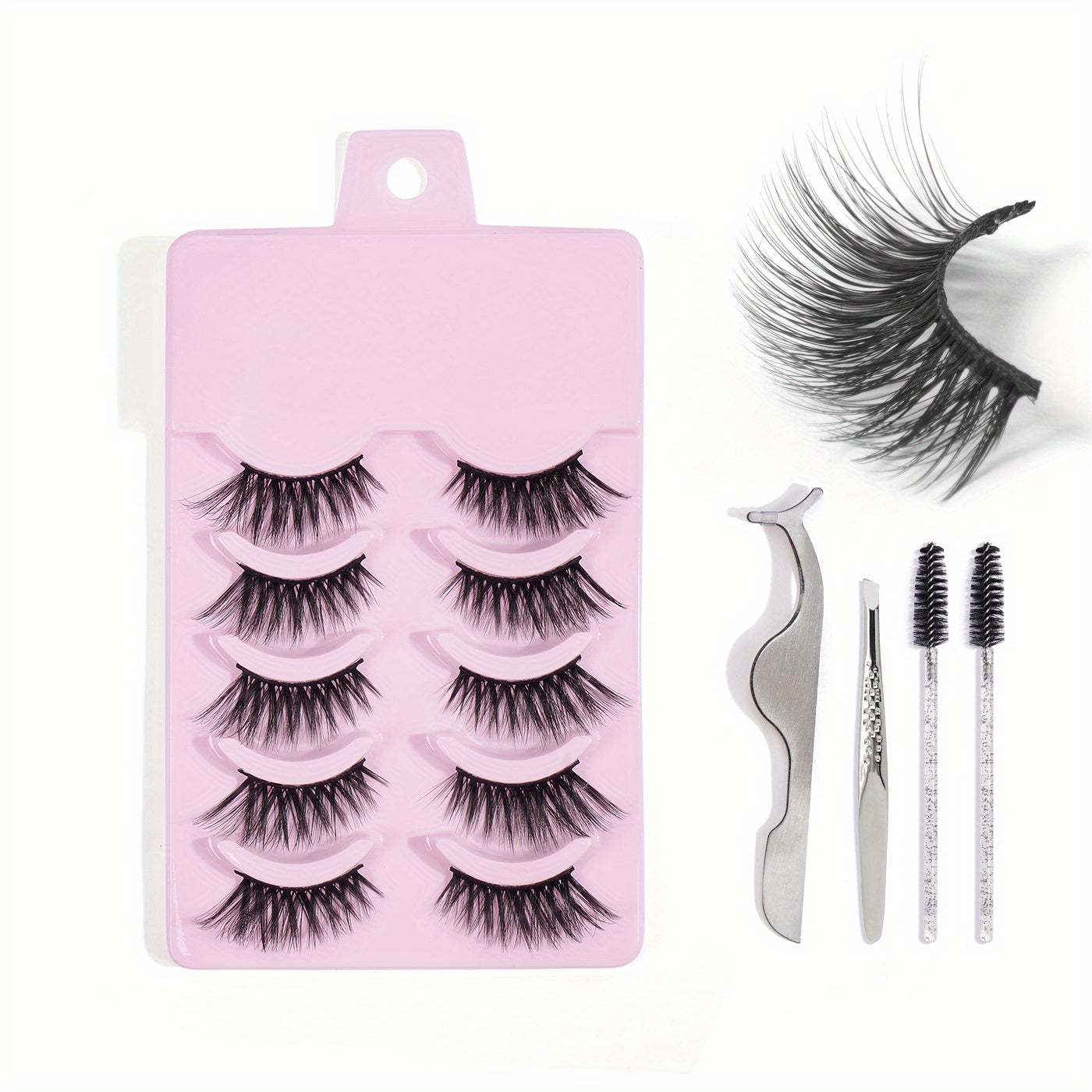 5 Pairs Thick Half Eye Lashes Wispy Fluffy False Eyelashes with Tools