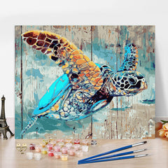 DIY Sea Turtle Paint By Number Kit On Canvas