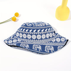 Elephant Print Bucket Hat Reversible Sun Hat