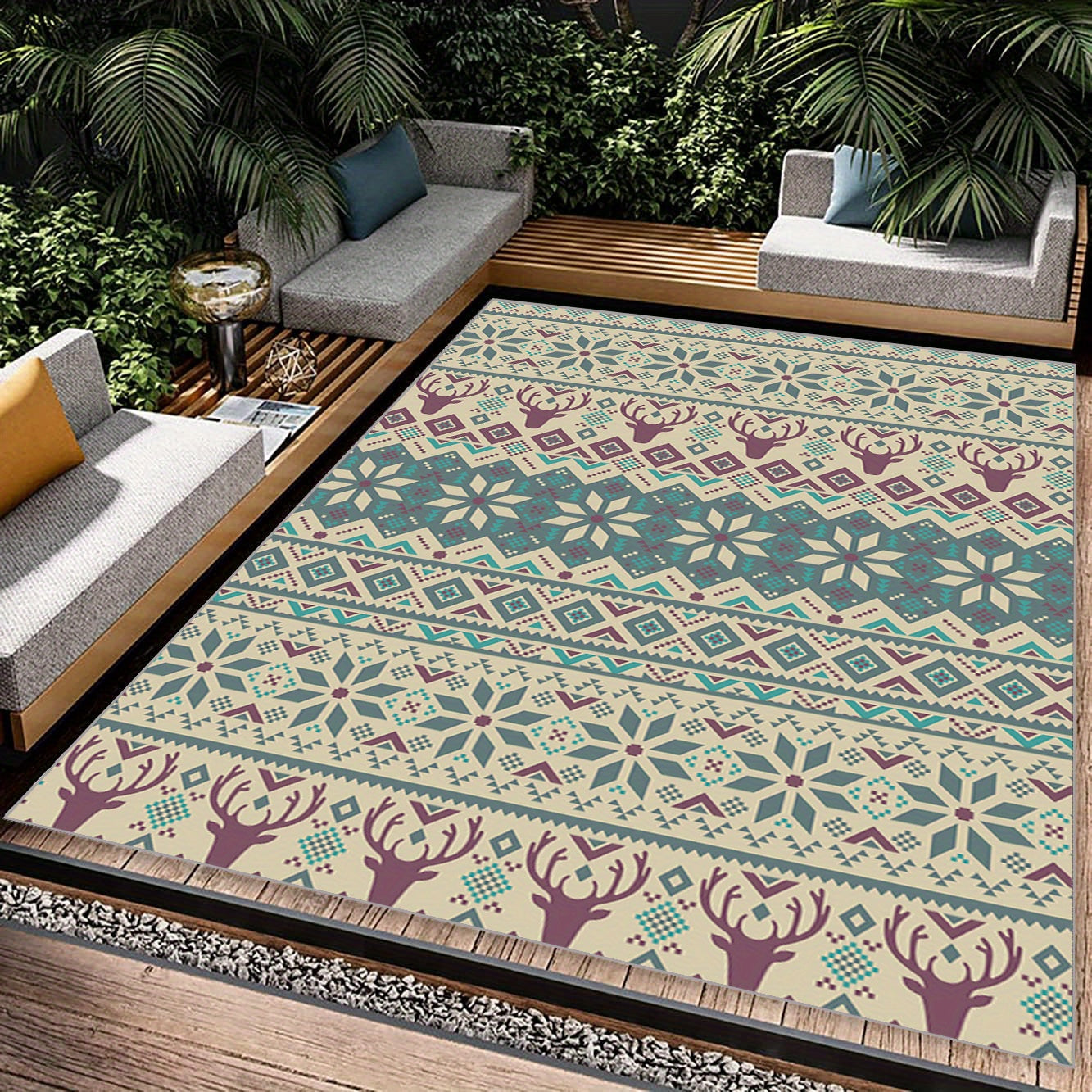 Fluffy Christmas Elk Carpet Floor Mat Soft Non Slip Area Rugs Living Room