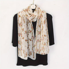 Vintage Floral Pattern Yarn Scarf Lightweight Breathable Shawl