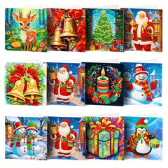 12pcs Diamond Painting Christmas Card Mosaic Dot Diamond Santa Claus Painting