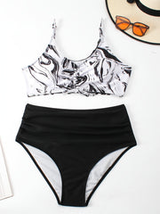 Boho Bikini Set Lace Bra & Ruched Panty Swim