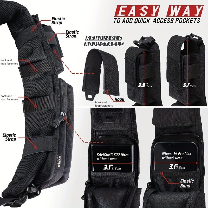Molle Backpack Shoulder Strap Pouch with Zipper Pocket