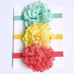 3pcs Baby Girls Flowers Headbands Hair Wraps Elastics Hairbands for Newborn