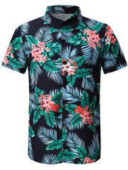 Hawaiian Style Print Men's Short Sleeve Shirt for Summer Vacation