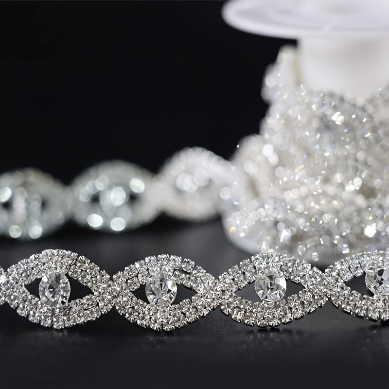 1 Yard Rhinestone Trim Chain Applique Sewing DIY Decoration