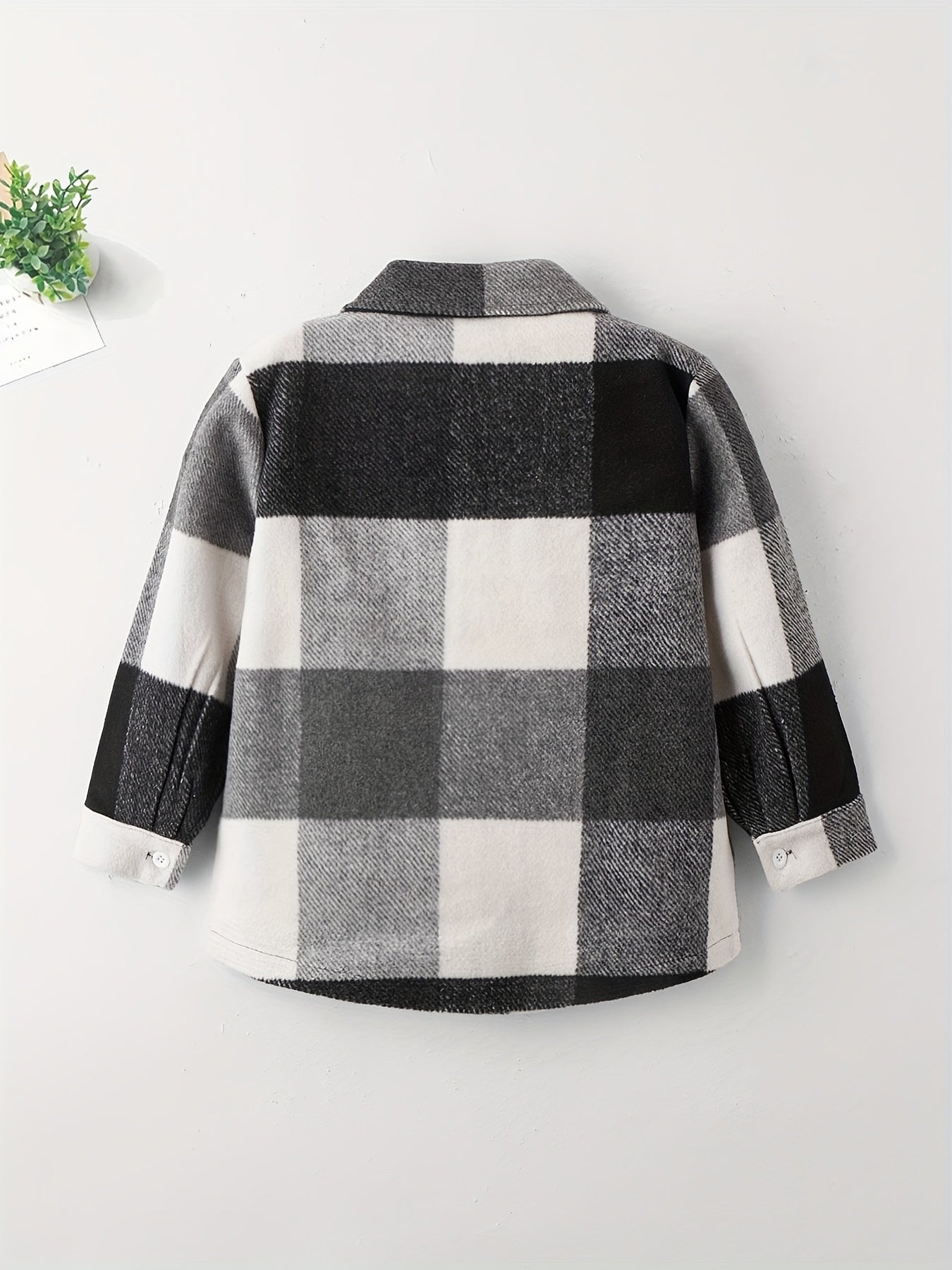 Girls Fleece Jacket Plaid Button Collar Shirt